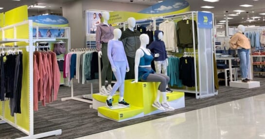 The All in Motion section at a Target store with Mannequins wearing activewear