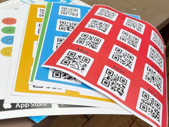 Pages of SmartLabels Scanable QR code stickers